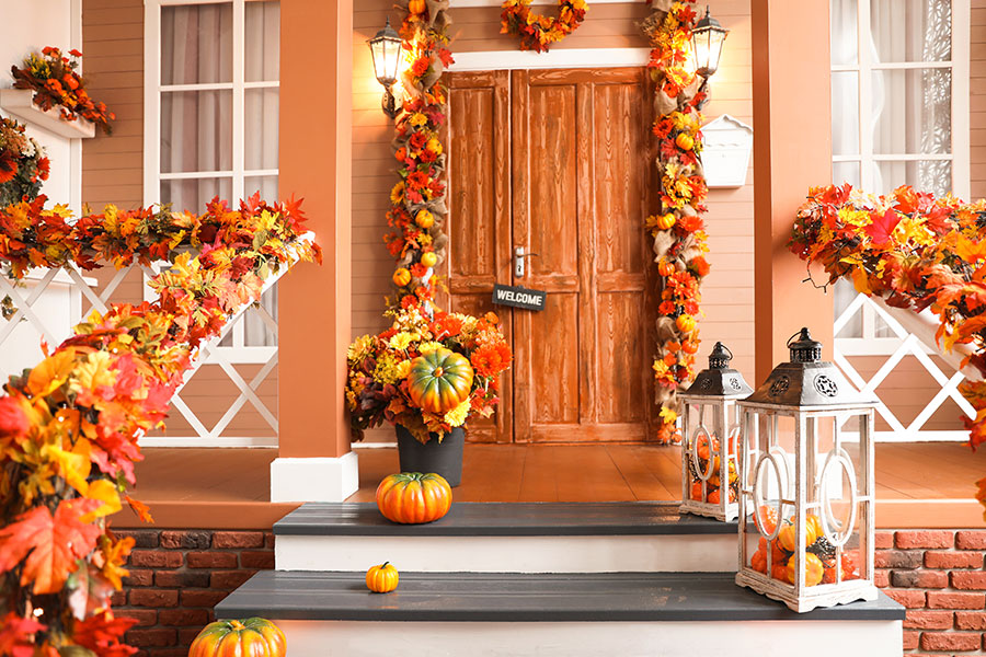 A beautiful home with colorful autumn decorations in Collinsville, IL.