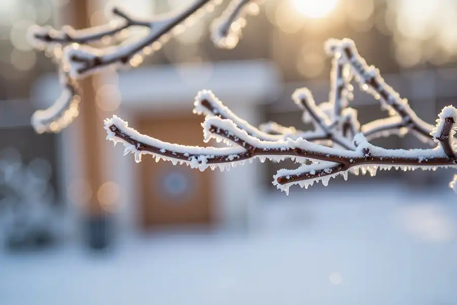 A-Unlimited Tree Service—Frost-covered branches of a tree in Maryville, IL.
