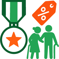 military and senior discounts icon