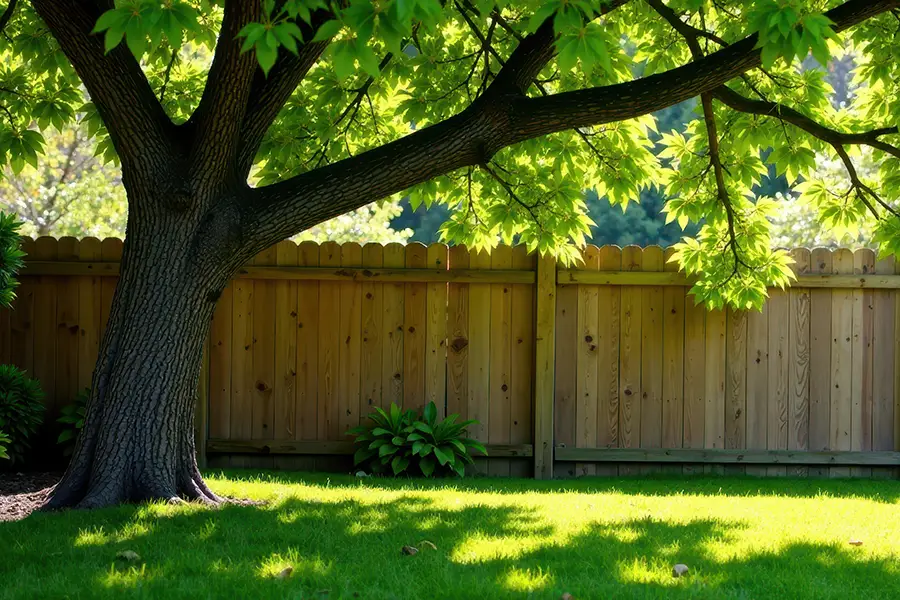 A-Unlimited Tree Service—A tree leaning in a Collinsville, IL backyard