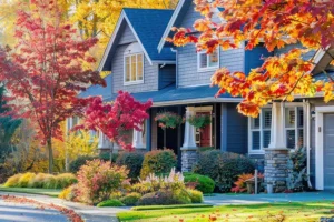 A-Unlimited Tree Service—A home with multiple trees in the front yard in Belleville, IL